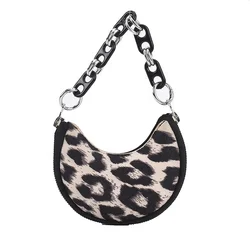 2021 New Animal Pattern PU Leather Designer Saddle Purses Chain Shoulder Sling Bags Women Leopard Beach Bag