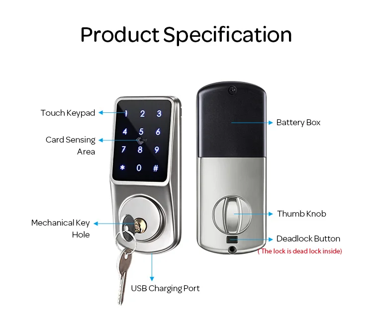 Amazon Hot Selling Aluminum Automatic Electronic Wifi Digital Door Lock