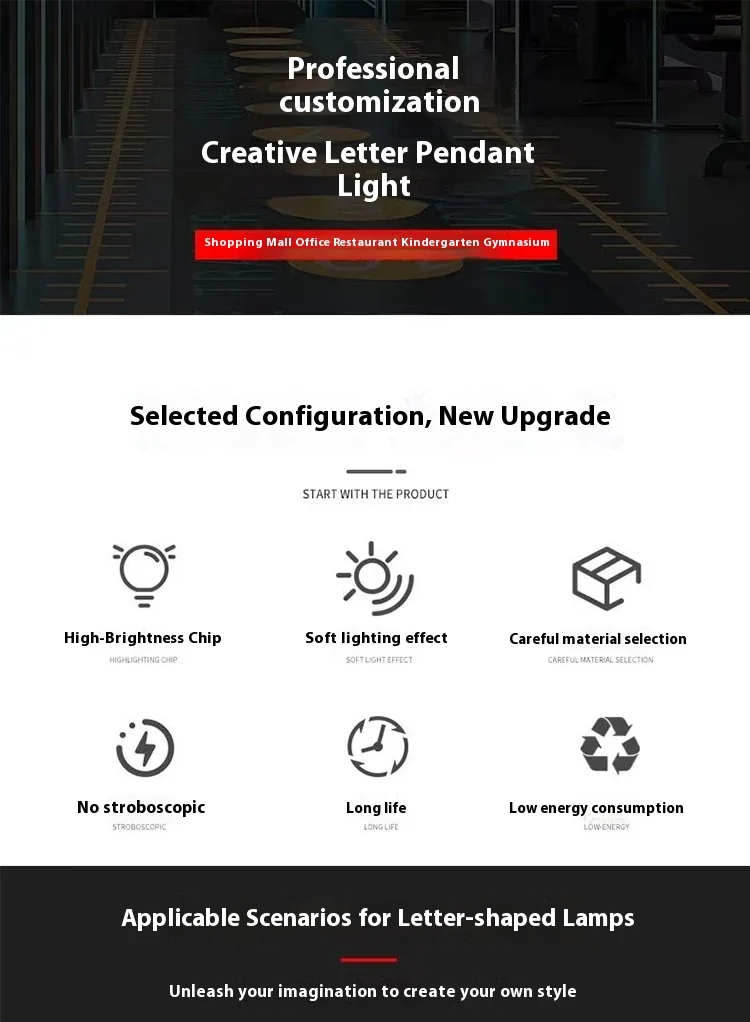 product custom led number  letter pendant ceiling light personalized creative design for billiard mahjong  chess rooms for living room-5