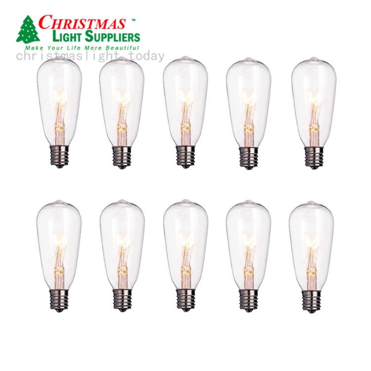 10 Pack Edison Replacement E17 ST40 String Light Bulbs for Outdoor Indoor Decorative