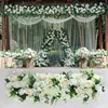 Wedding Arch Flower Wall Arched Door Flower Arrangement Rose Peonies Green Leaf Custom Artificial Flower Row Background Decor