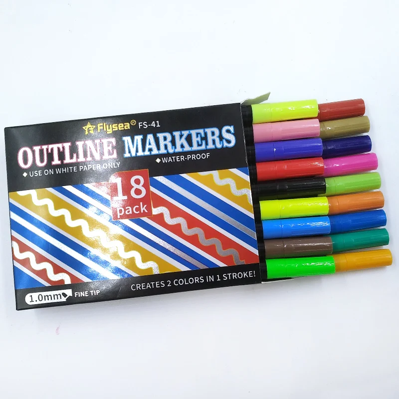 Selfoutline Metallic Markers Double Line Outline Pen Markers Glitter
