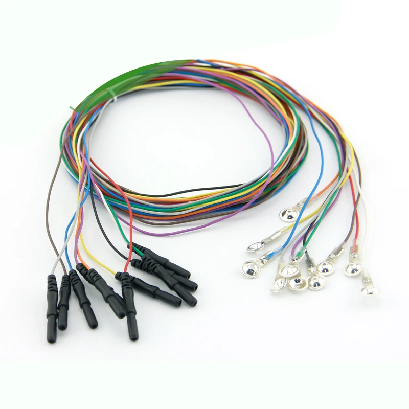 Din 1.5 Colorful TPU EEG cup electrodes with AgCl plated cup ,1.5m,Brain wires