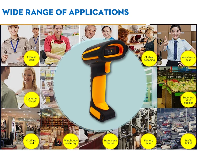 2.4G Connection Rugged 2D Reader Desktop Barcode Scanner Gun