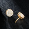 2019 Trend Cubic Zircon Brass Round Stud Earring Bling Iced Out Micro Full Paved For Men Jewelry