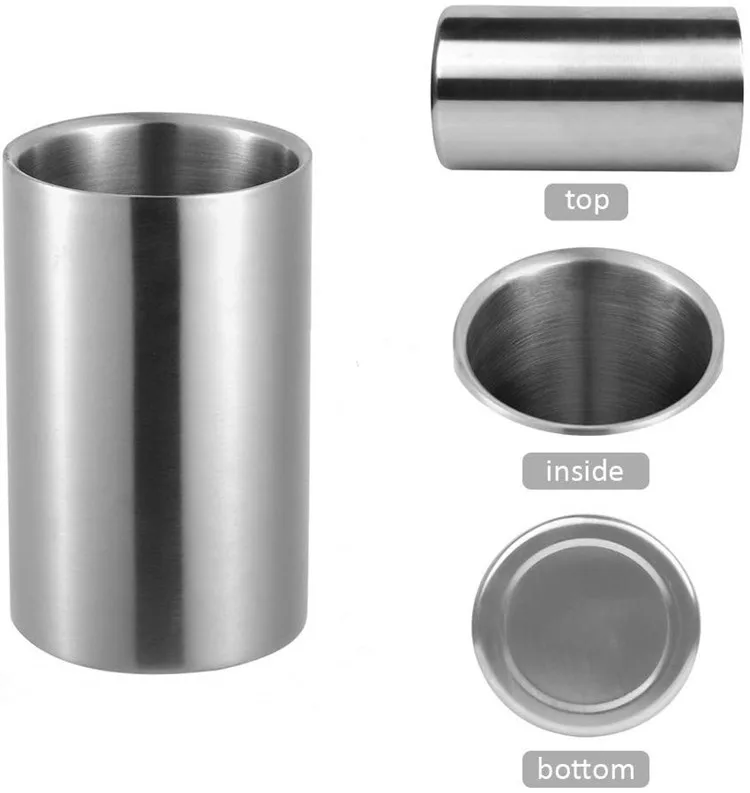 Large Stainless Steel Double Wall Wine Cooler Bucket Stemless Holder Wine Chiller Bucket Insulated Champagne Beer Ice Bucket 