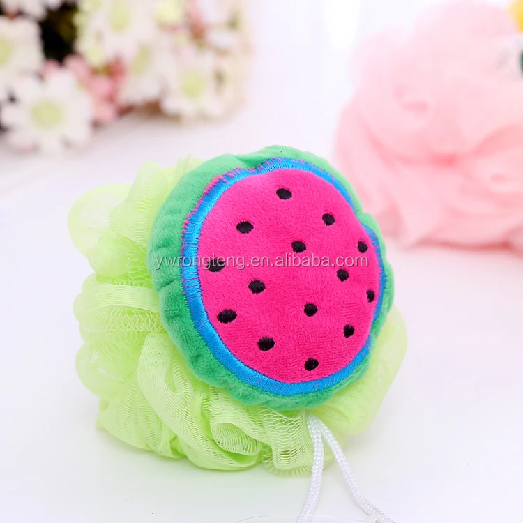 Colorful Cute Body Puff Animal Shaped Loofah Mesh Shower Sponges