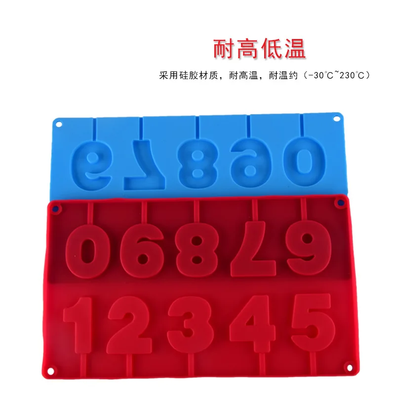 Decorated 09 Number Silicone Lollipop Mold Chocolate Number Candy Mold