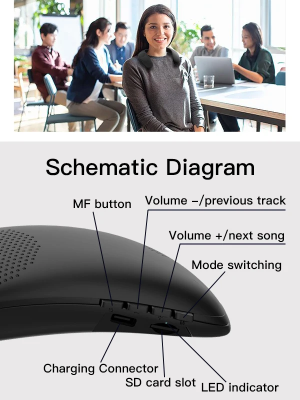 2020 China NEW Bluedio HS bluetooth neck speaker wireless 5.0 with super bass FM radio SD card slot with microphone for game - ANKUX.COM