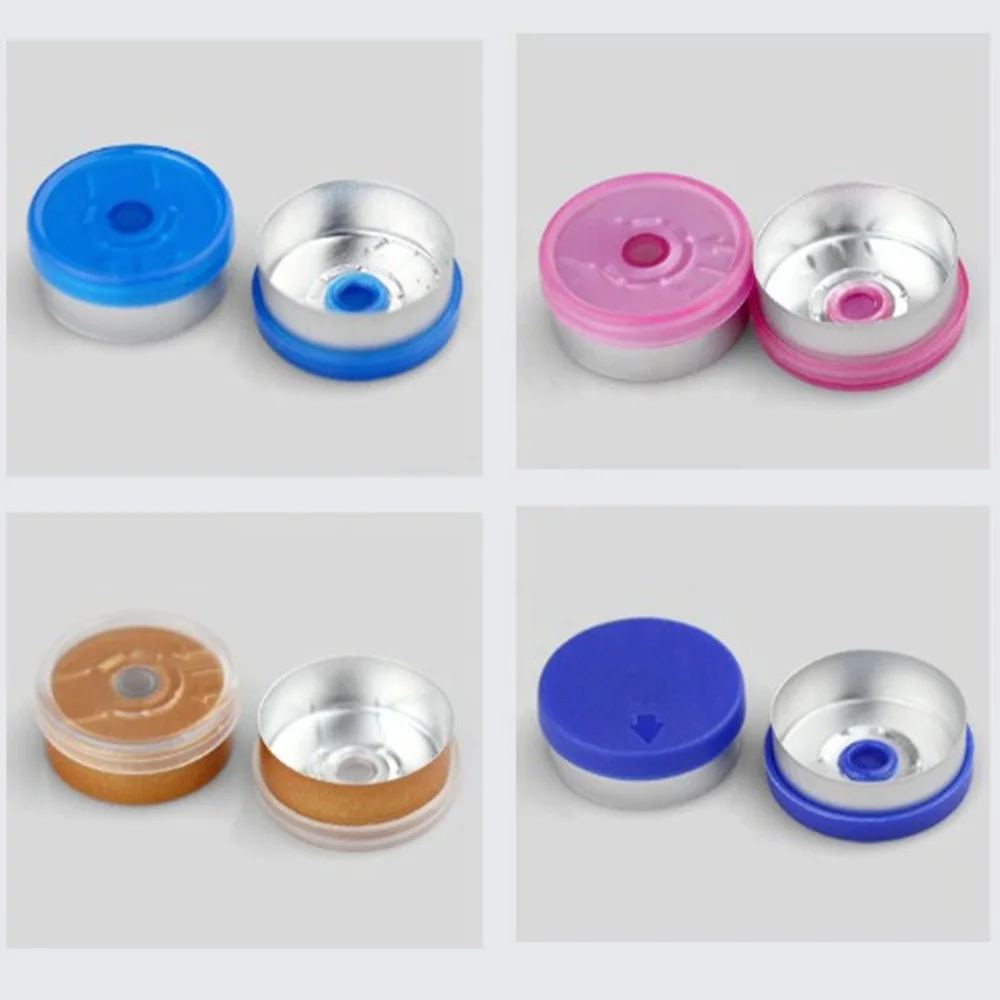 product customizable 13mm 20mm medical injection caps colorful aluminium plastic tear off stoppers with rubber stopper-4
