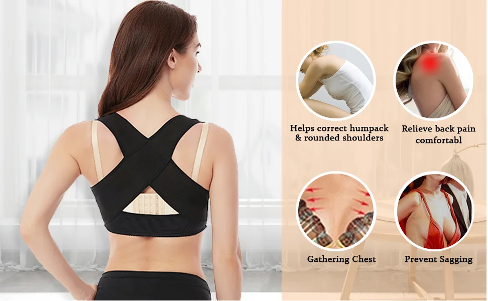 SHCKE Chest Posture Brace Bra Shapewear Corrector for Women Chest Brace Up  Bra Lift Support Back Pain Shaper