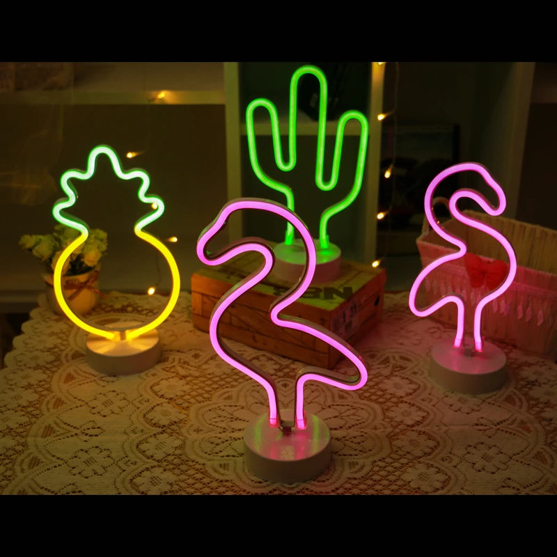 Custom Lips Rainbow car neon night light Portable Flamingo color changing led neon rope light For Bedroom