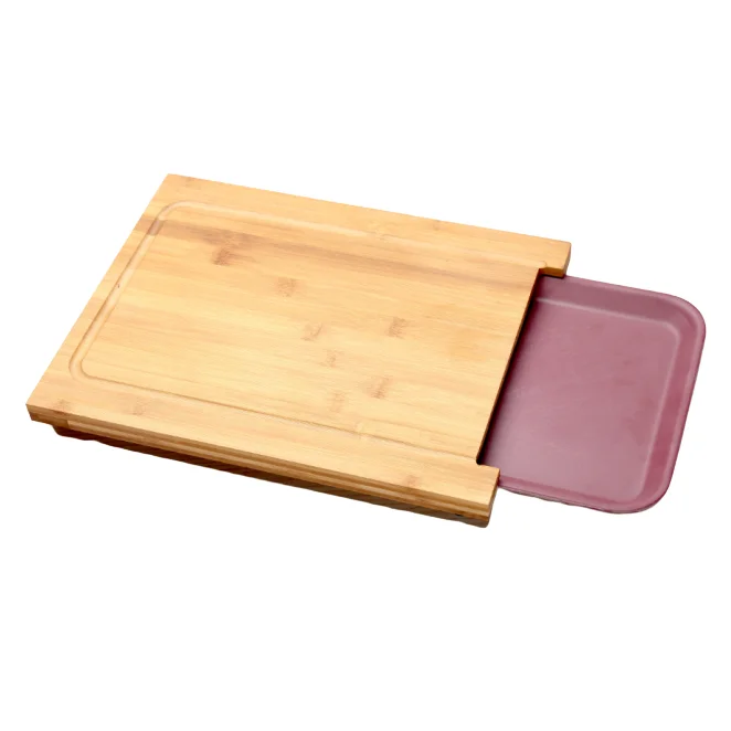 Hot sale kitchen Wholesale Large Custom Multi-Function Food Wooden Bamboo Chopping Board with bamboo fiber tray
