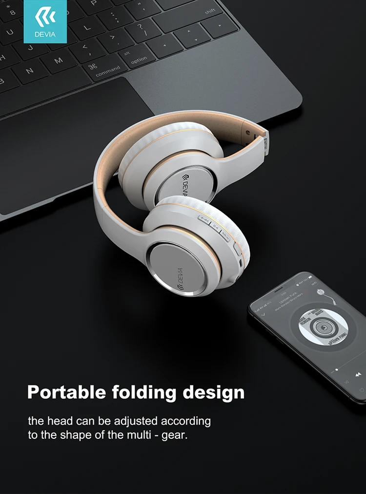 Devia foldable wireless studio headset headphones handsfree wireless headphone - ANKUX.COM