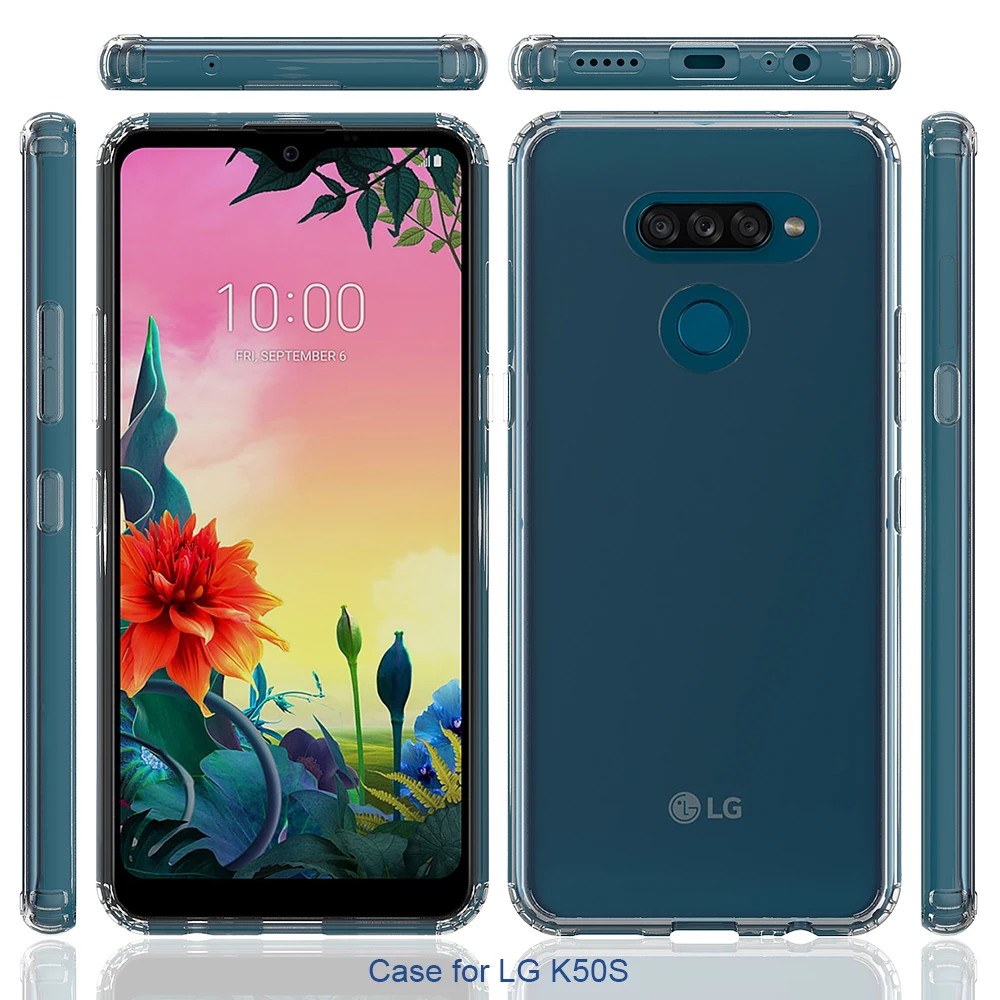 clear hard back cover case for lg k50s with colorful flexible