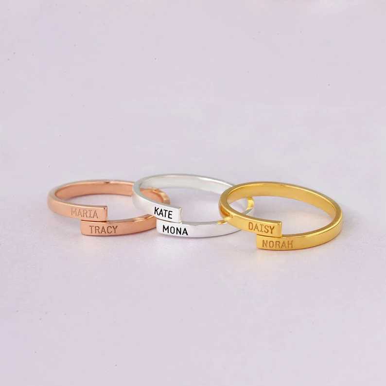GRACE PERSONALIZED Stacking Initial Rings Dainty Stackable Ring Custom Initial Ring Minimal Initial Jewelry Personalized Letter Ring