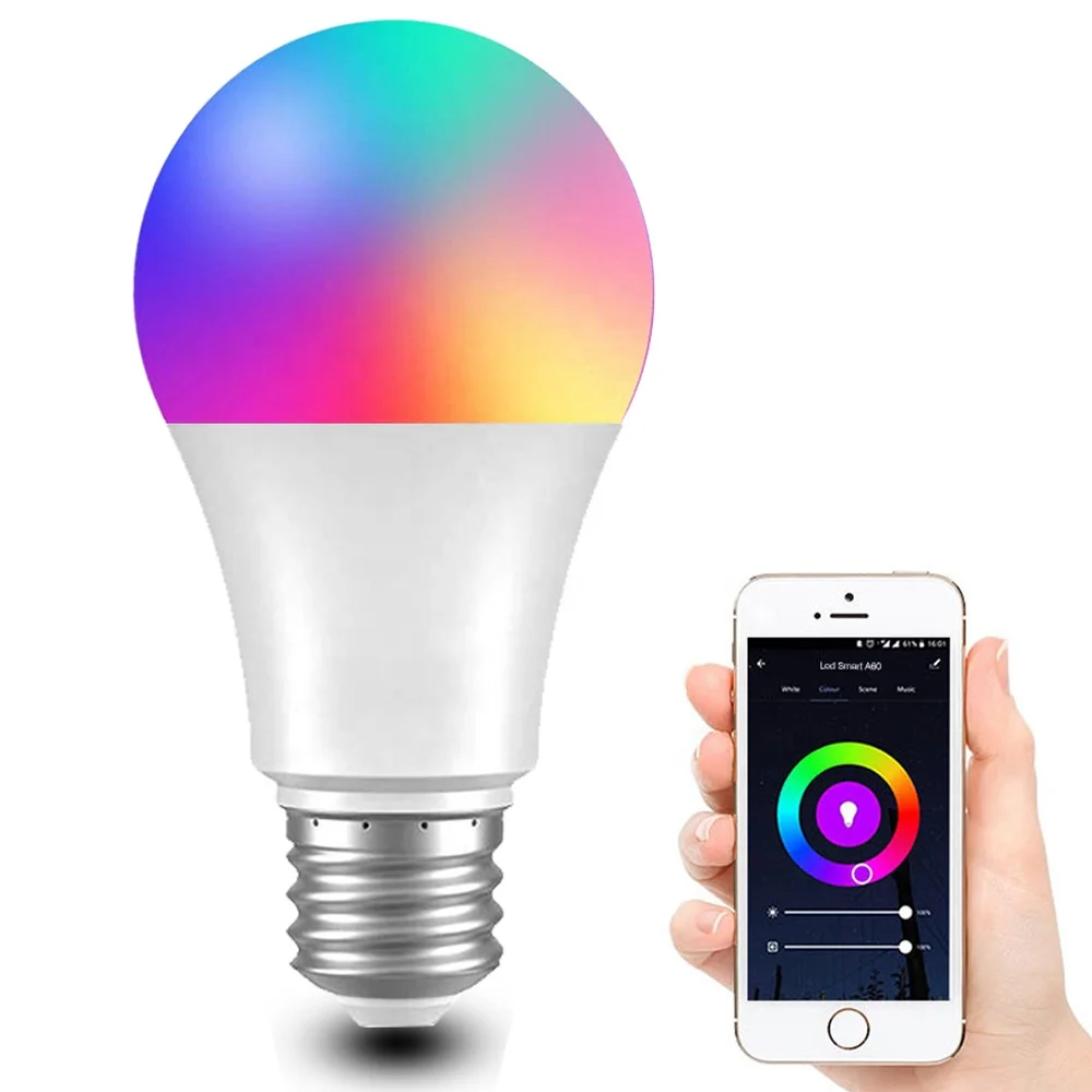 Tuya Smart Life App Voice Control Smart LED Light Bulb E27 8W 800 Lumen RGBCW 2700-6500K Smart LED Bulb Works With Alexa