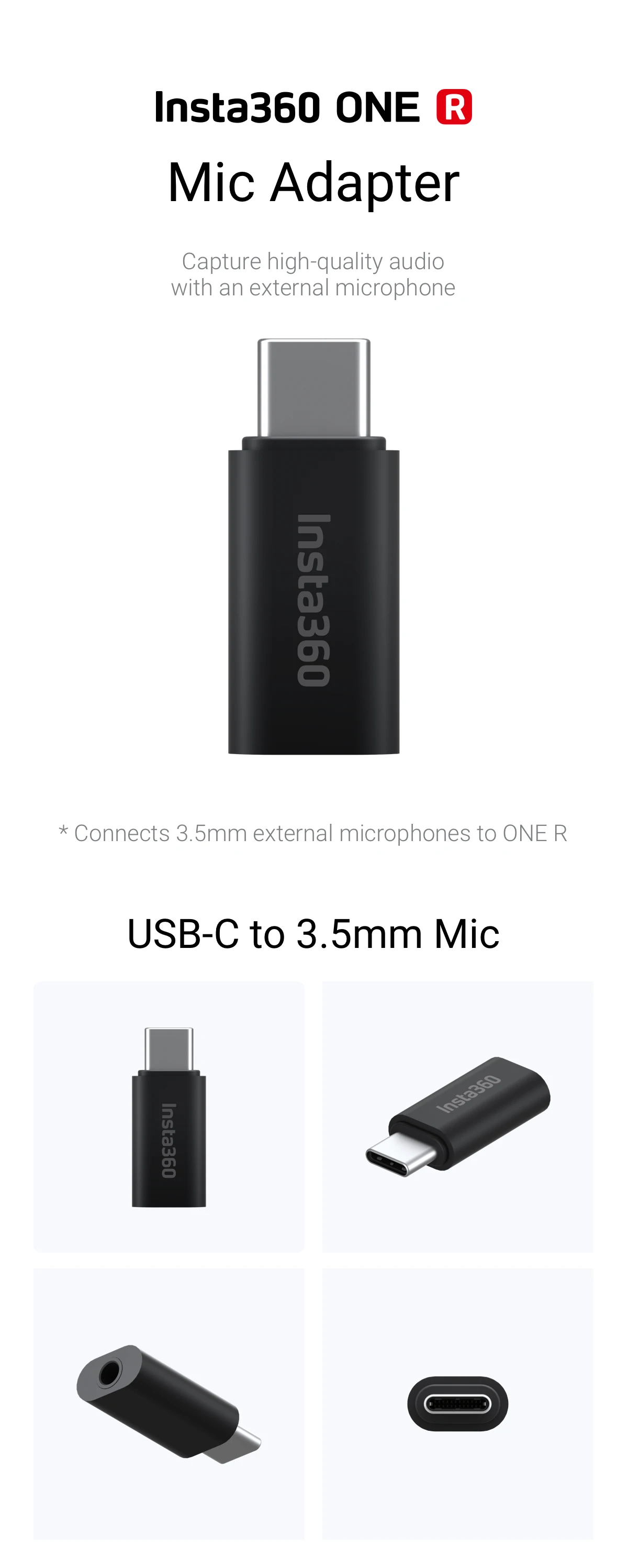 Original Insta360 ONE R Mic Adapter//Accessory For Insta 360 ONE R Microphone Adapter