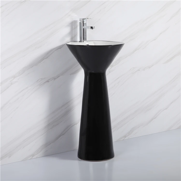 Modern fashion desgin italian ceramic sink round pedestal type wash basin