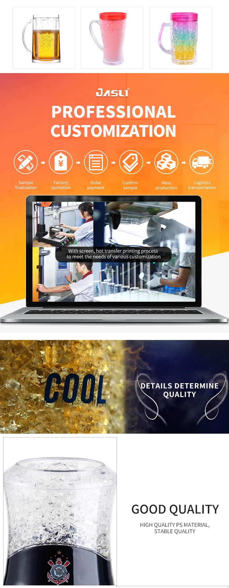 Reusable Custom Double Wall Gel Ice Bucket Beer Cooler Wine Bottle