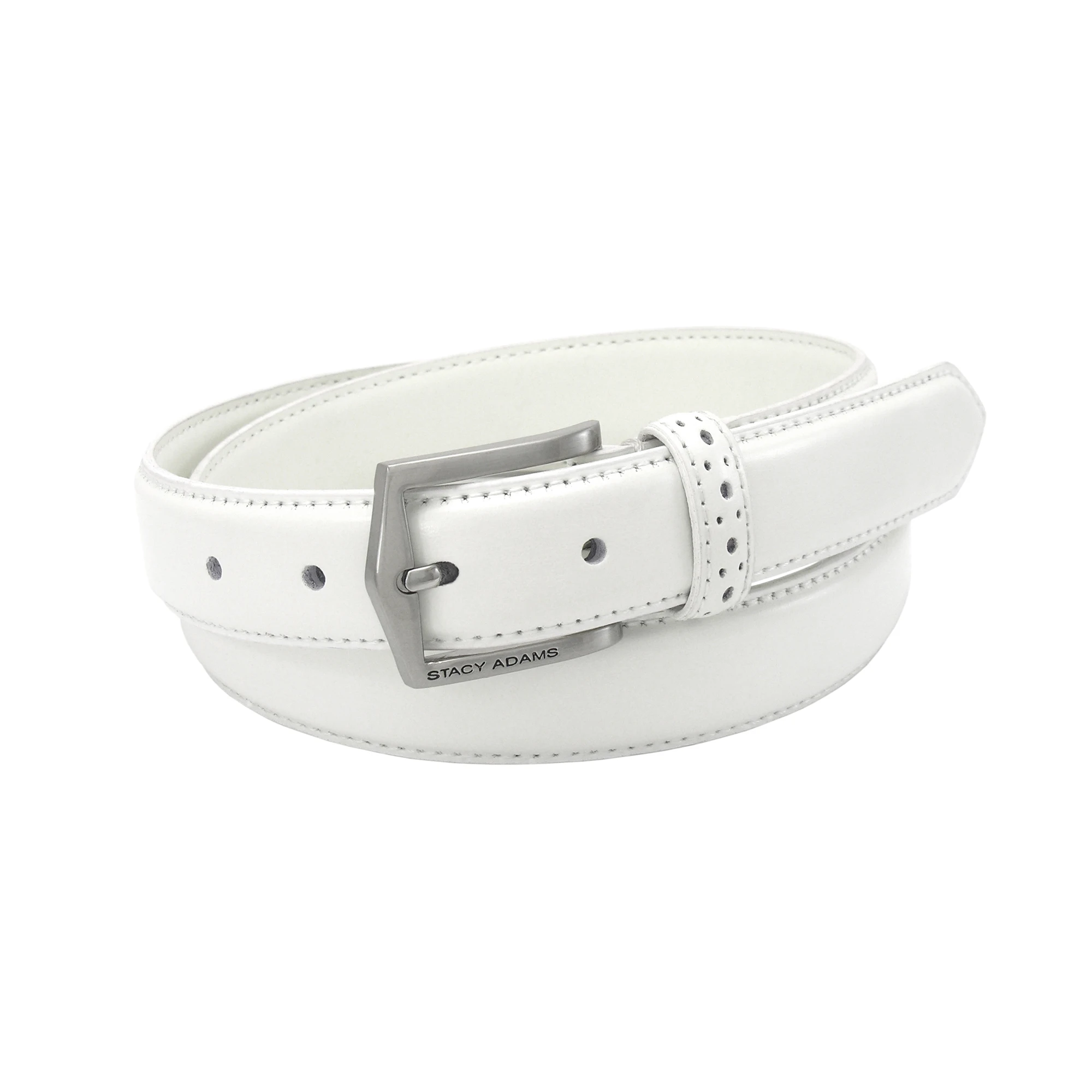 CTM Men's Basic Leather Dress Belt - 1.125 Inches Wide, White, Size 36 - View #6