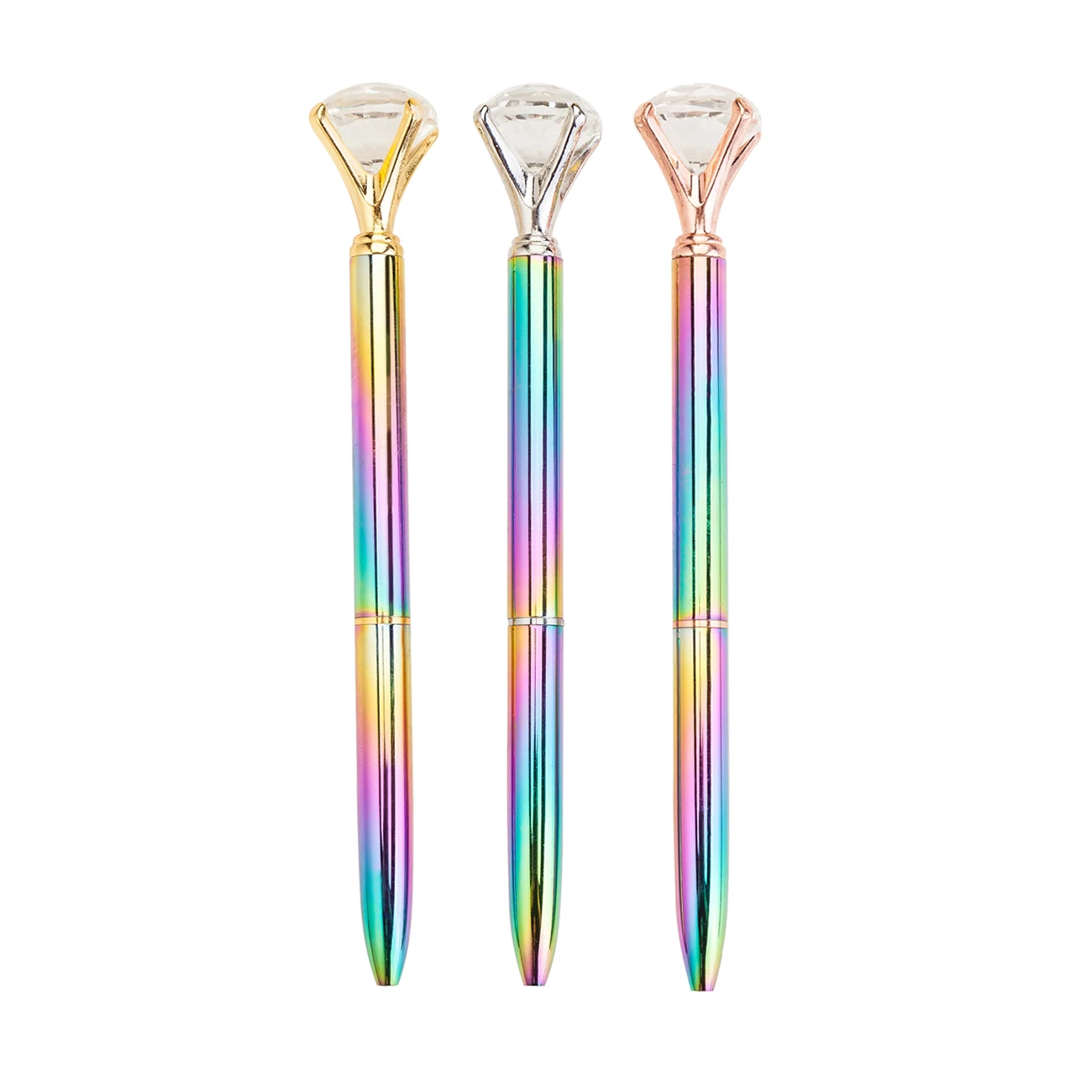 Jh Luxury Gradient Rainbow Color Big Diamond Ball Pen With Custom Logo ...