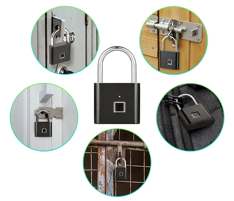 批发价 USB 充电小型指纹锁 廉价智能锁 电子保险箱挂锁 用于箱子、包、背包、行李箱