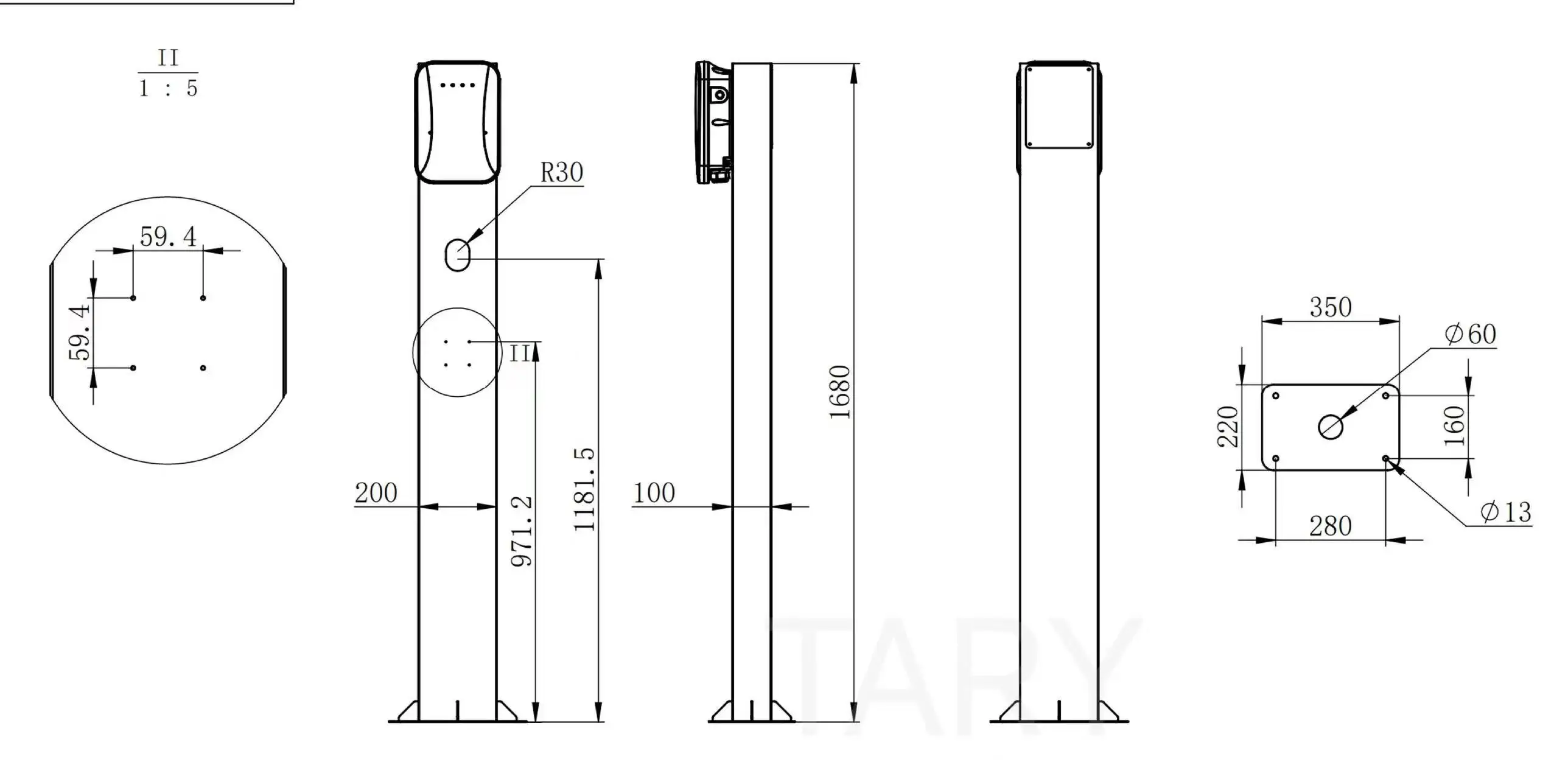 Level 2 Ev Charger Pedestals Anti Corrosion Heavy Duty Aluminum Ped ...