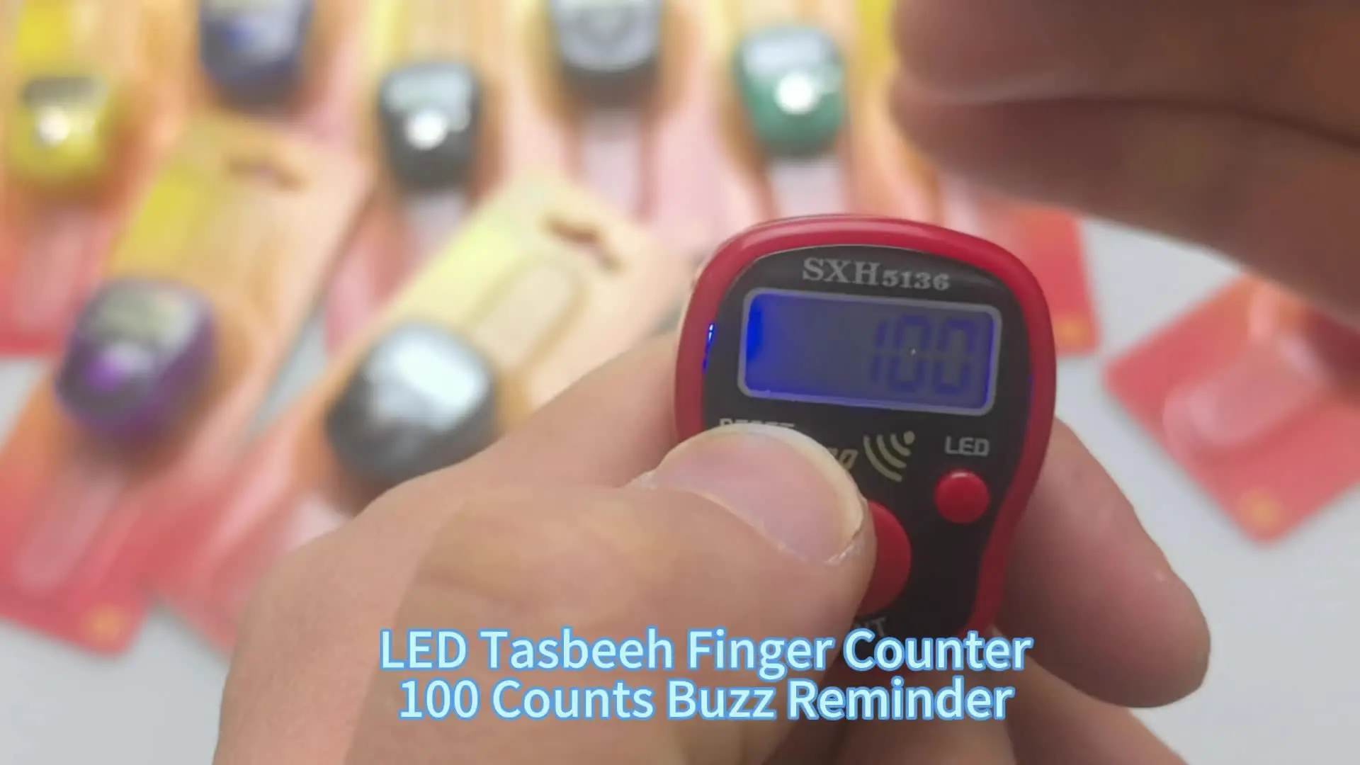 JINGLING Compteur Digital Doigt Électronique - 5 Rappels Prière, Multilingue, Cadeau Unisexe