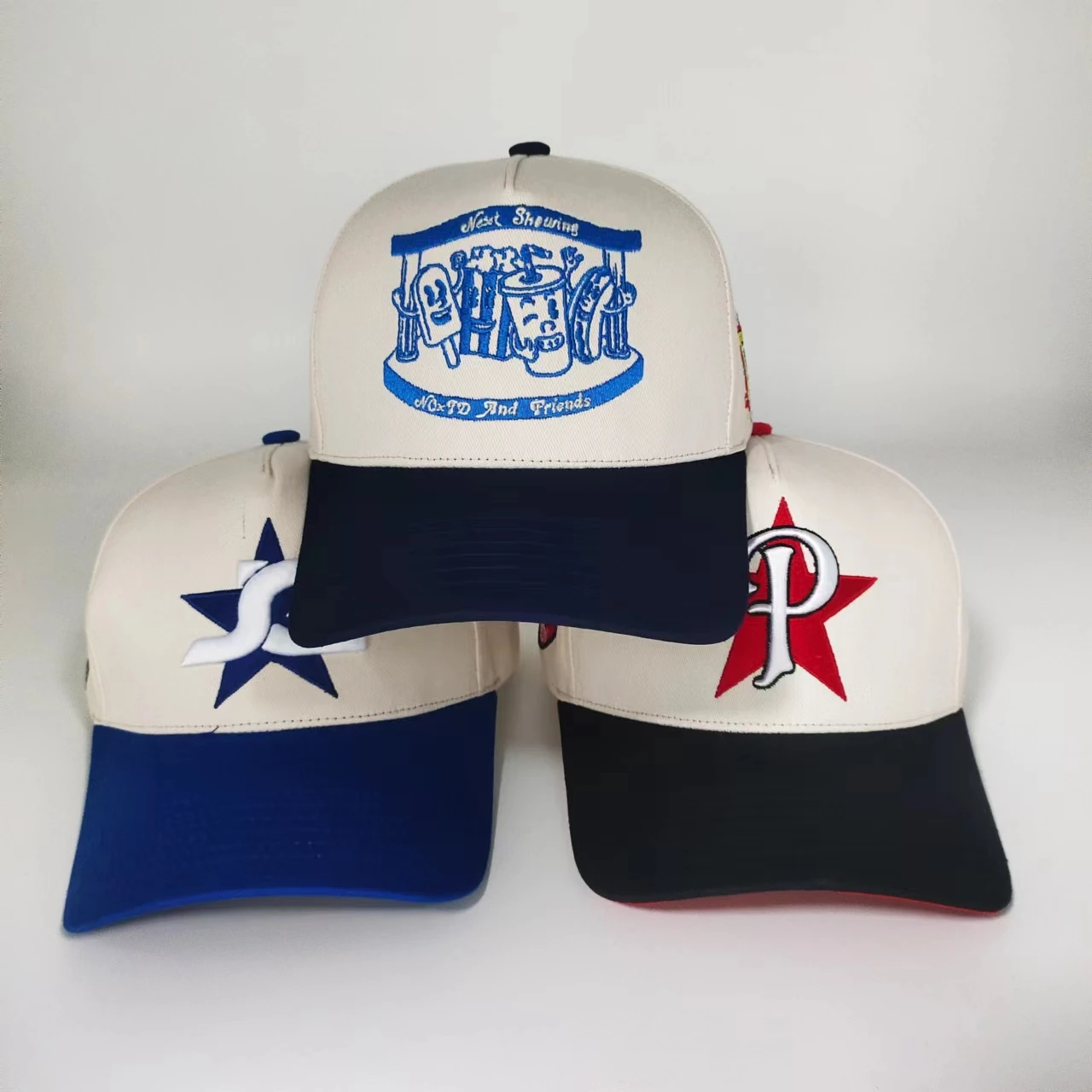 Fashion Leisure 5 Panel Custom Two Tone Sport Embroidery Baseball Cap 3d Embroidery Logo Curved