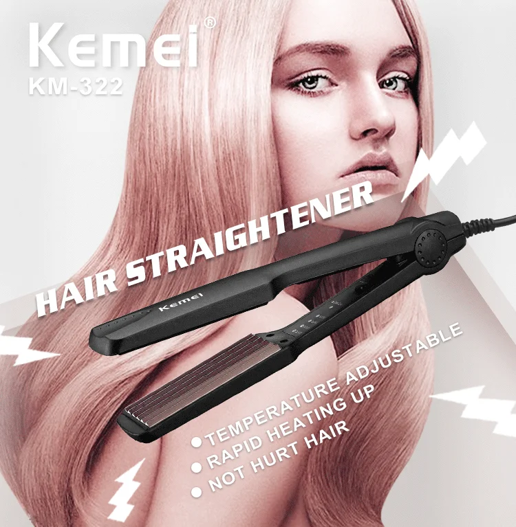 Hot Sale Km332 2 In 1 Hair Straightener Curler,Kemei Ceramic Hair