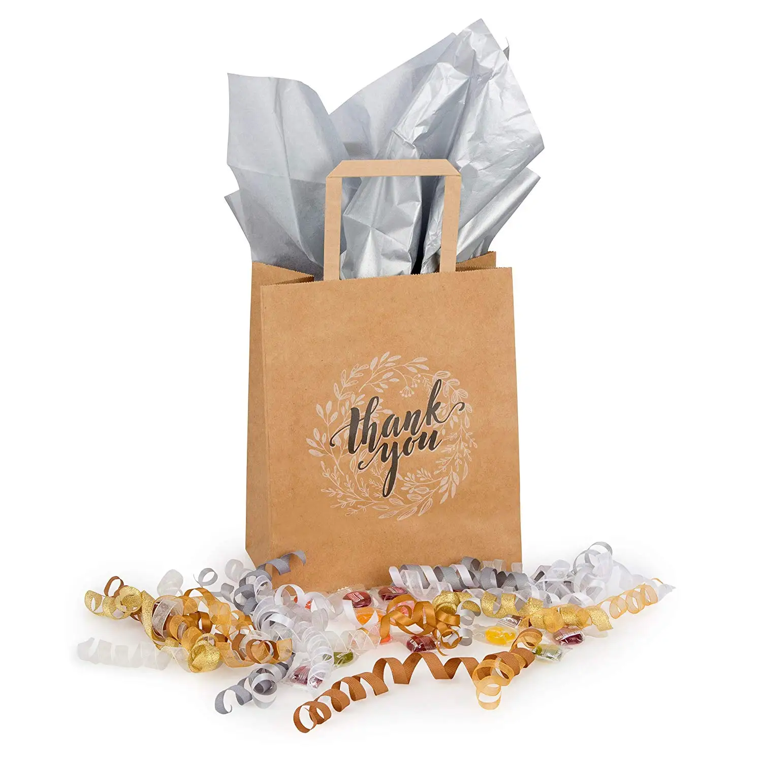 Custom Thank You Gift Bags Bulk With Handles Grocery Paper