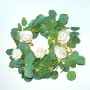 Artificial Eucalyptus Garland with Roses LED String Lights Greenery Garland Eucalyptus Wedding Backdrop Wall Decor