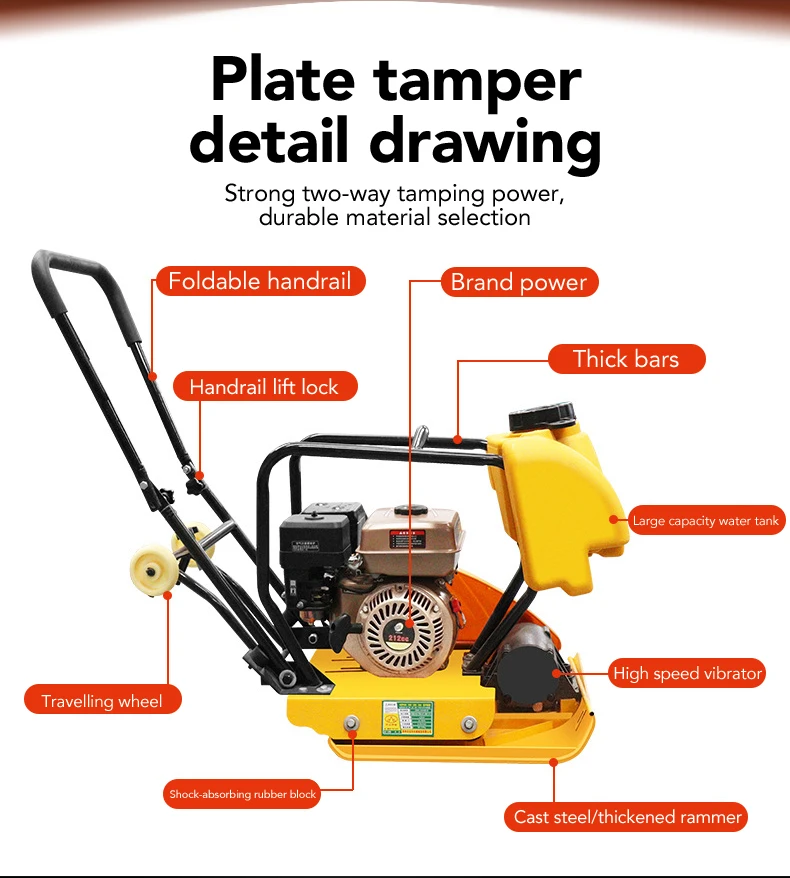 High Load Moment Walk-Behind Compactor Concrete Vibrator Plate Machine ...