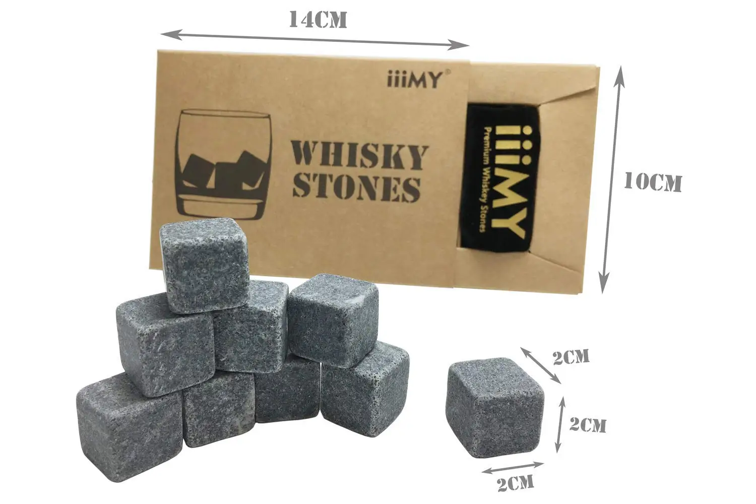 USStarStore Ice wine stone cool ice cubes whisky stones set of 9 with storage bag and Parchment paper box 