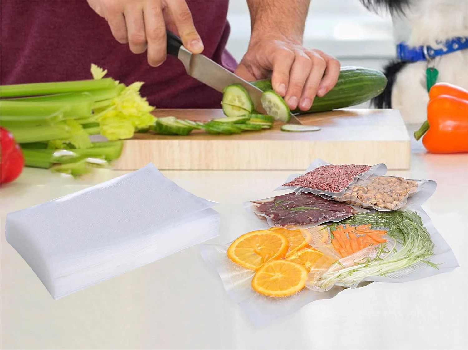 100pcs Vacuum Sealer Bags 5 Sizes Food Seal Bag For Kitchen Meat Fruit Food-Save 100pcs Vacuum Sealer Bags 5 Sizes Food Seal Bag For Kitchen Meat Fruit Food-Save