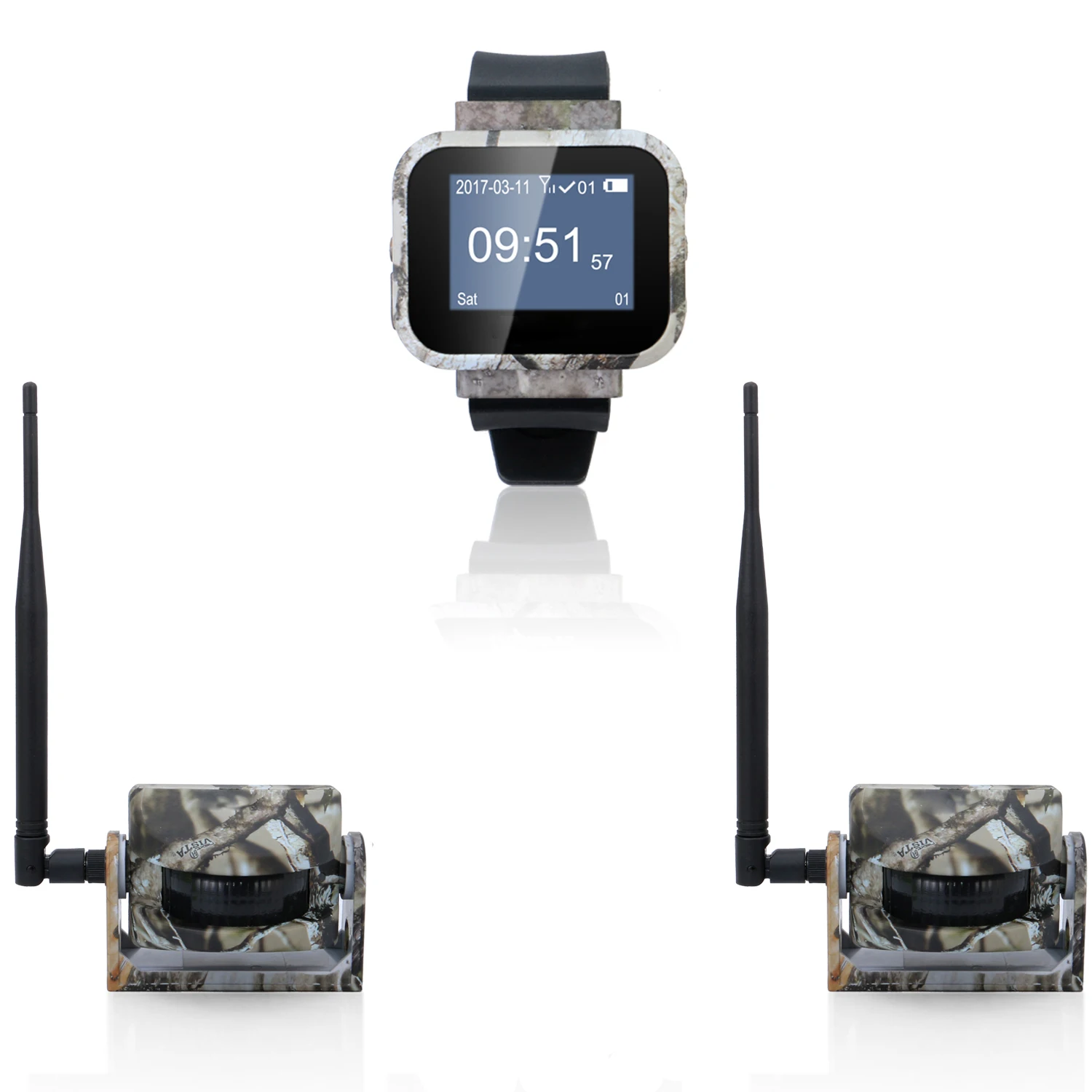 Olymbros Hunting sensors with alarm clock up to 200 m range, 3 motion detectors with sound and vibration, animal monitoring, alarm, IP54