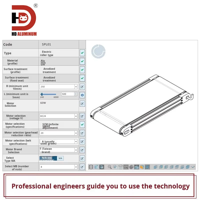 6000 Series Precision Positioning Electric Roller Conveyor Belt Line Food Motor Built-in Desktop Small Conveyor for Food factory