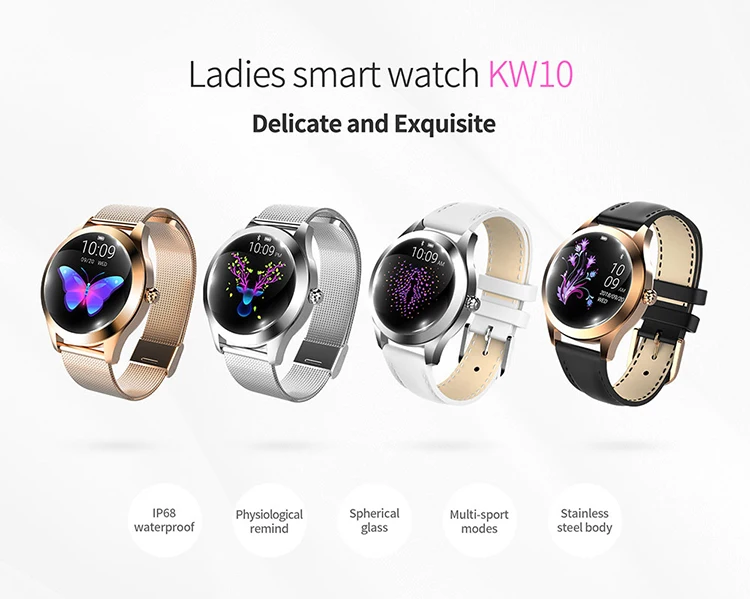 Amazon New Products KW10 Smart Watch Women IP68 Waterproof Heart Rate Monitoring Fitness Bracelet Smartwatch KW10