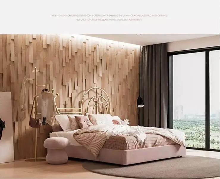 Modern minimalist designer fabric bed Nordic creative princess double metal bed