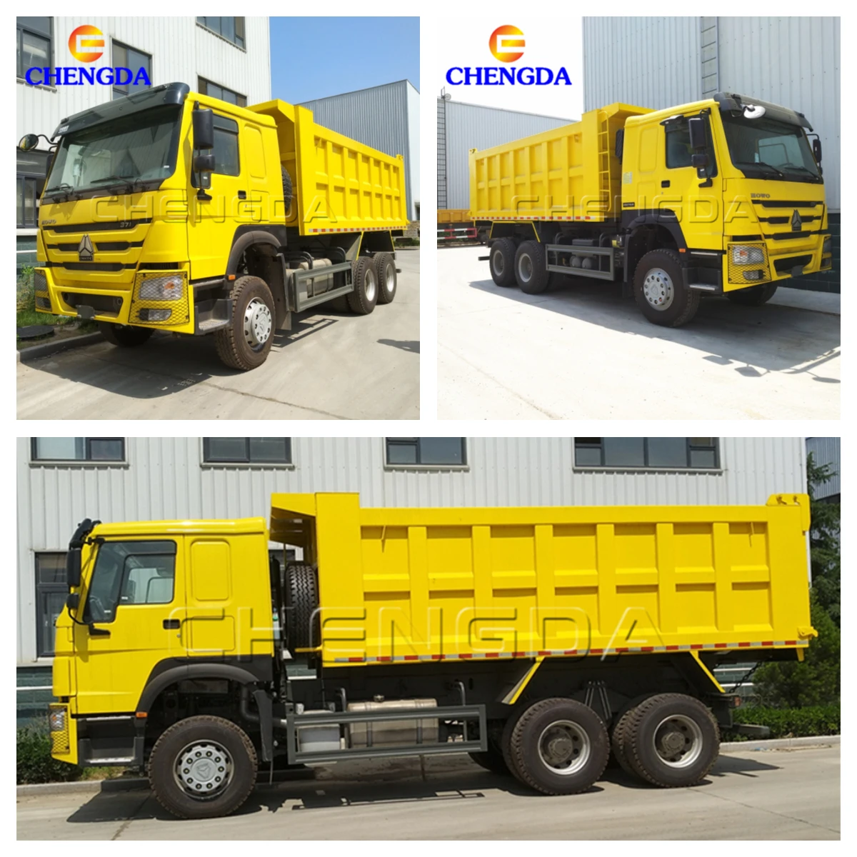 6x4 3轴黄色新垃圾车翻车机侧翻斗车侧翻翻斗车