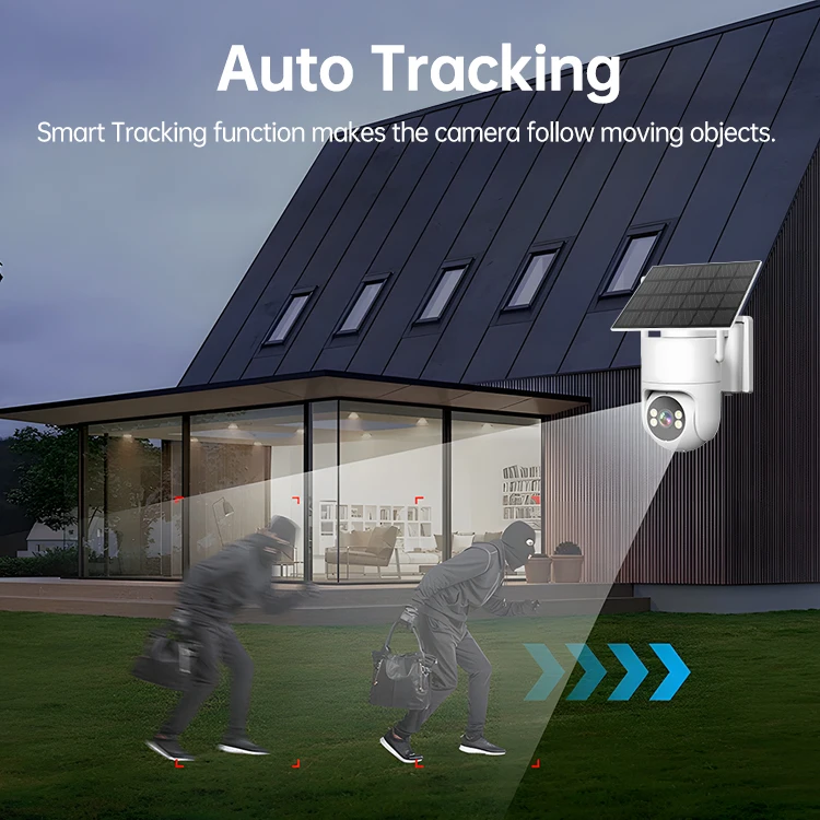 Solar-powered PTZ camera with 4G module, radar sensor, and weatherproof housing