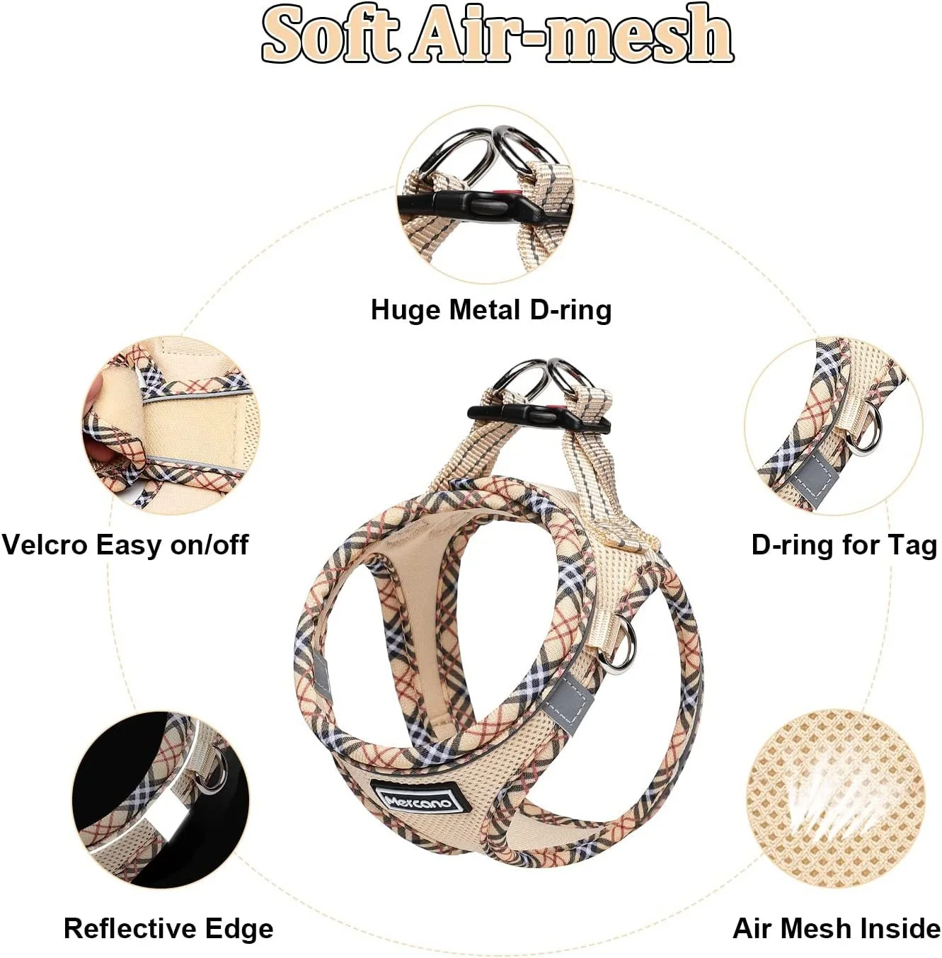 Luxury Anti-Escape Harness Vest Style Dog Cat Leash Reflective Feature Cute Animal Pattern Velvet Available Large XL Small Pets