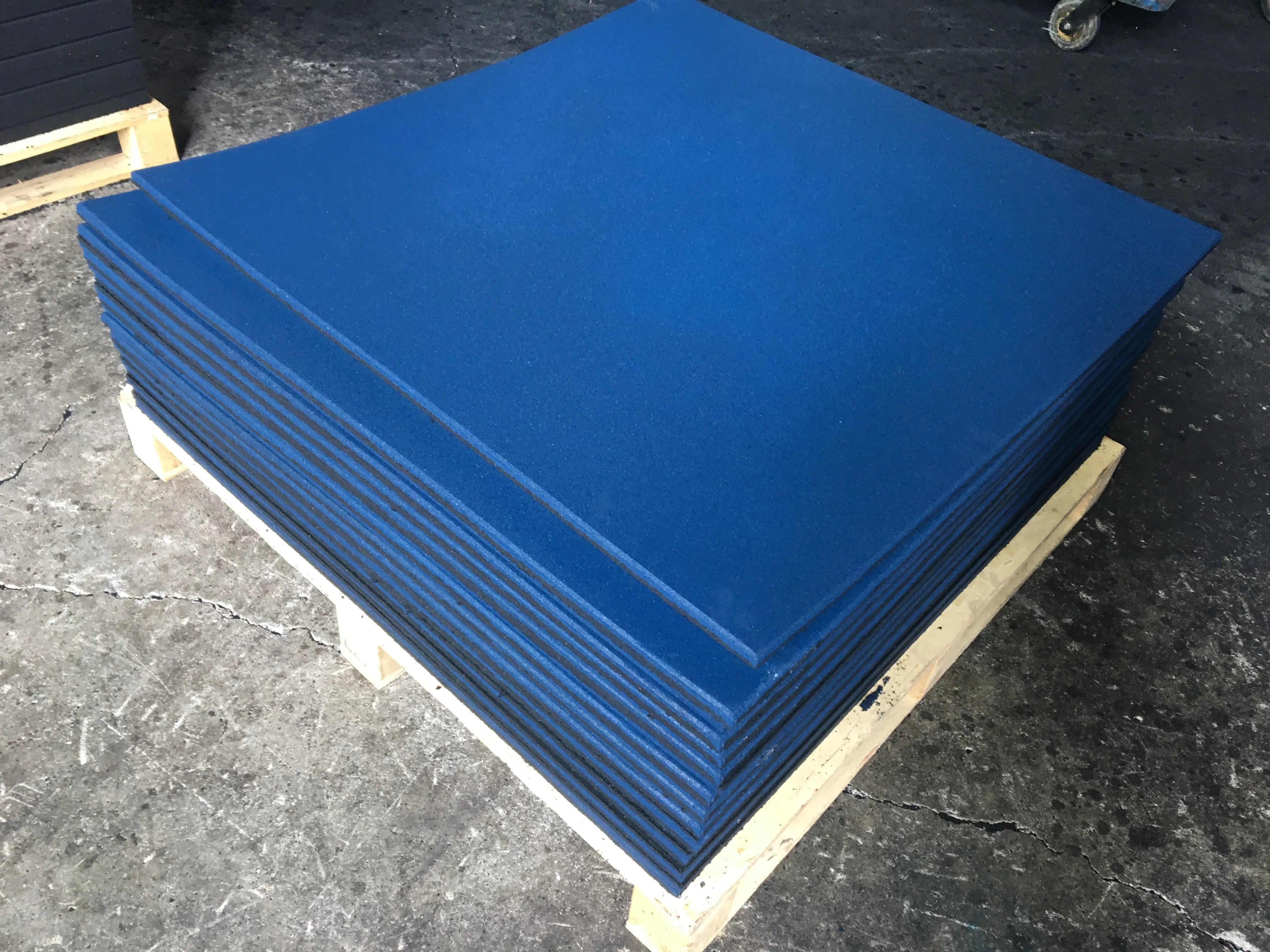 blue and black floor mats