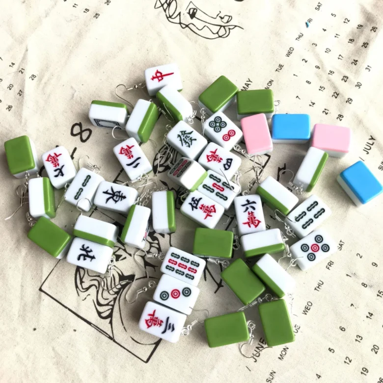 Asian Tile Game Chinese Mahjong Cabochon Kawaii Flatback Bulk Resin
