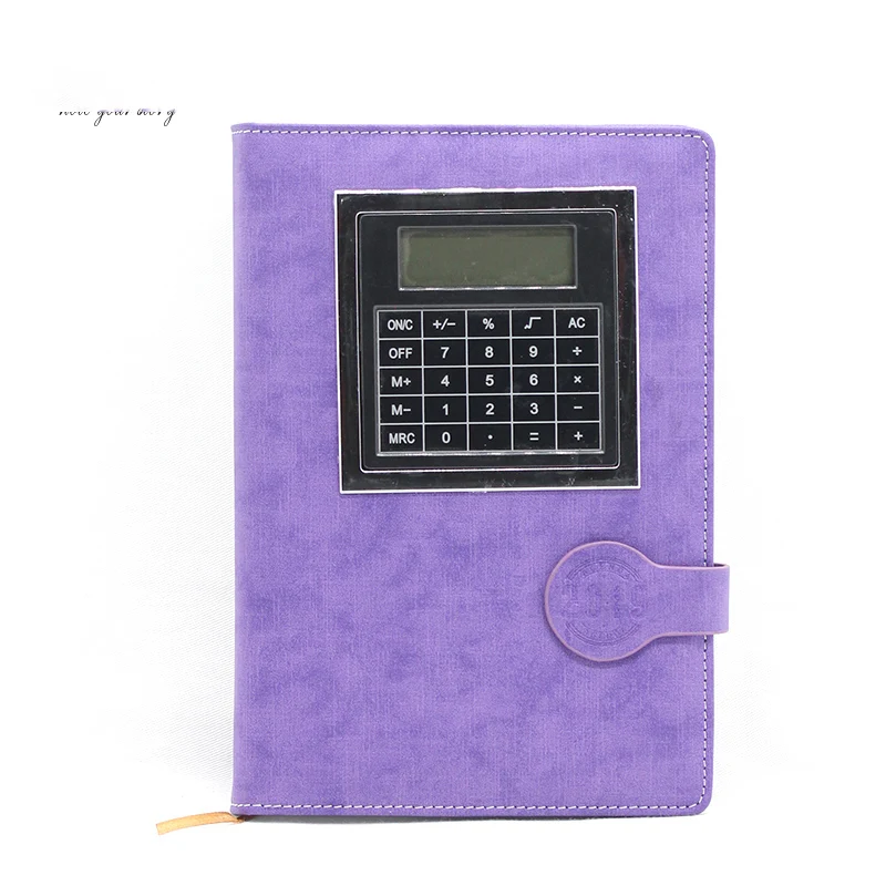 Promotional PU leather hardcover weekly monthly agenda diary notebook with calculator