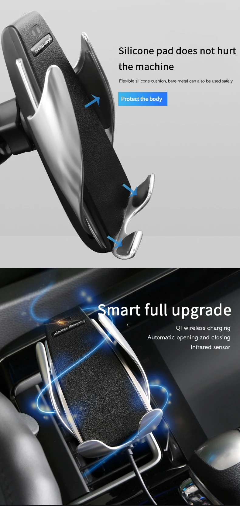 Fast Car Charger 10 Years ODM & OEM Manufactory 3C Mobile Phone Accessories Cell Phone Holder Sensor Fast Car Wireless Charger