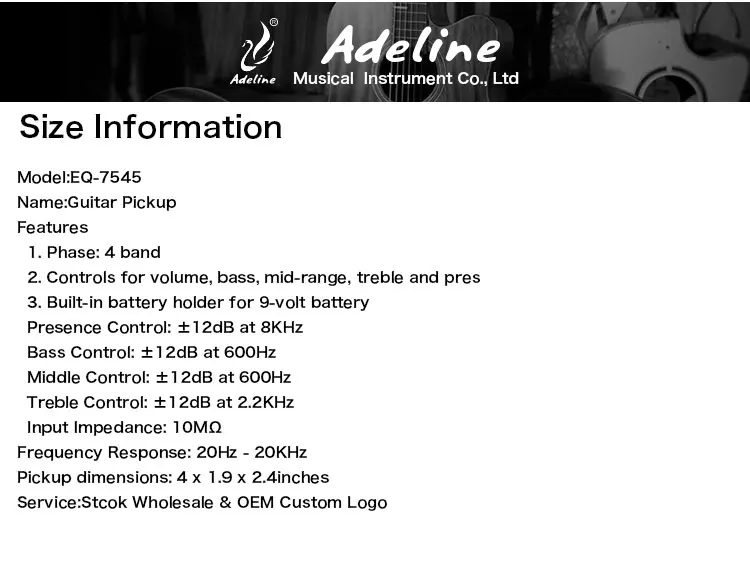 Equalizer Piezo Pickup 4band Eq Acoustic Guitar Preamp 7545r Eq Guitar