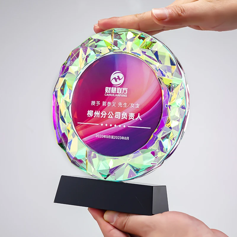 Multi-colored crystal awards Trophy Music and Movie Trophy souvenir for outstanding contribution manufacture