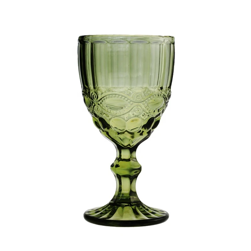 Cheap Price Wedding Decoration Colored Goblet Wine Water Glass Pressed